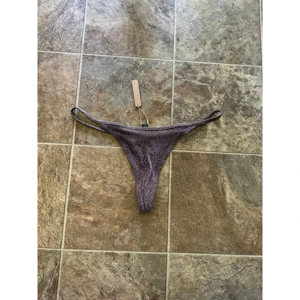 New Skims Swim Glitter Thong Bikini Bottom Cocoa Size 3X